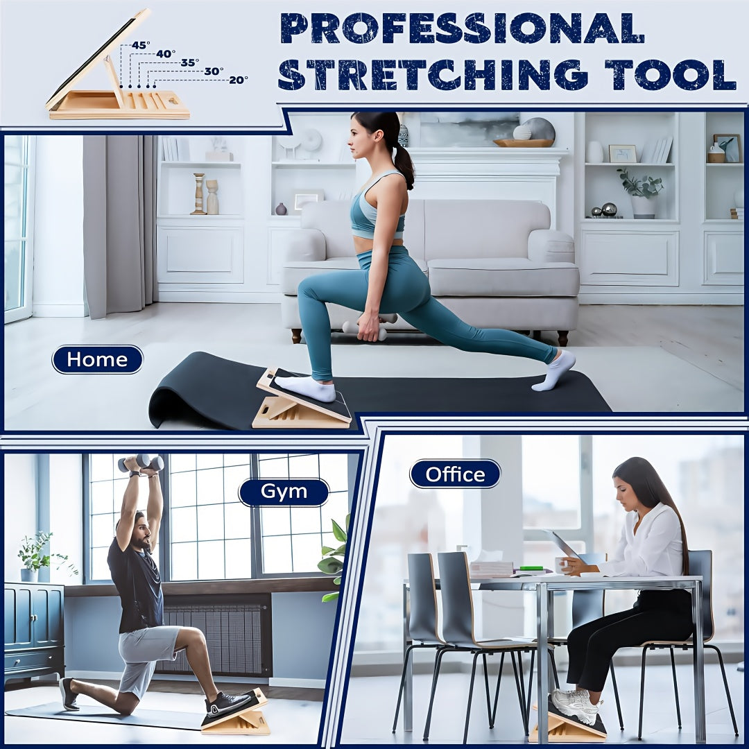 Planche inclinée réglable en bois pour étirement des mollets – Support incliné antidérapant pour squats, mobilité de la cheville et du pied, étirement des talons, kinésithérapie et équilibre