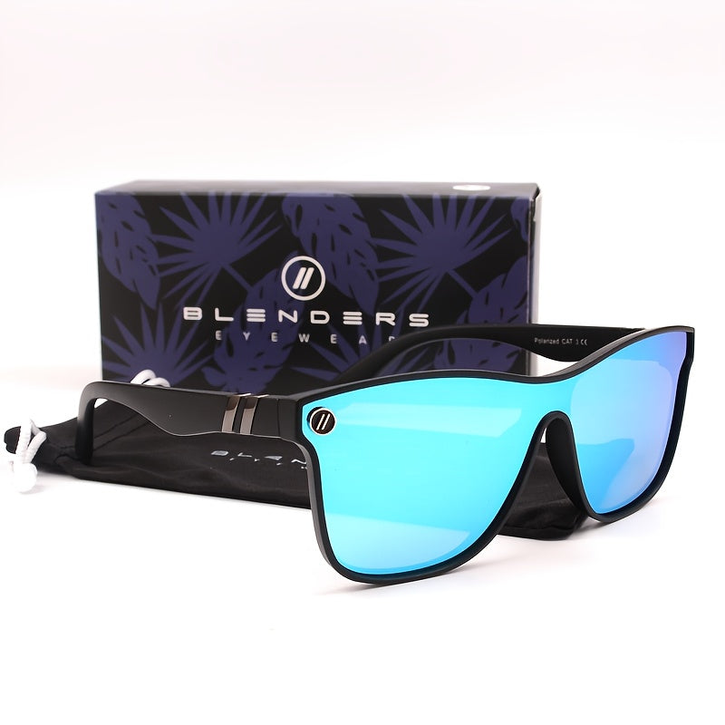 Lunettes de soleil polarisées pour hommes et femmes - Verres miroirs monoblocs, monture carrée vintage, protection UV400, style rétro pour la conduite, les voyages et le quotidien