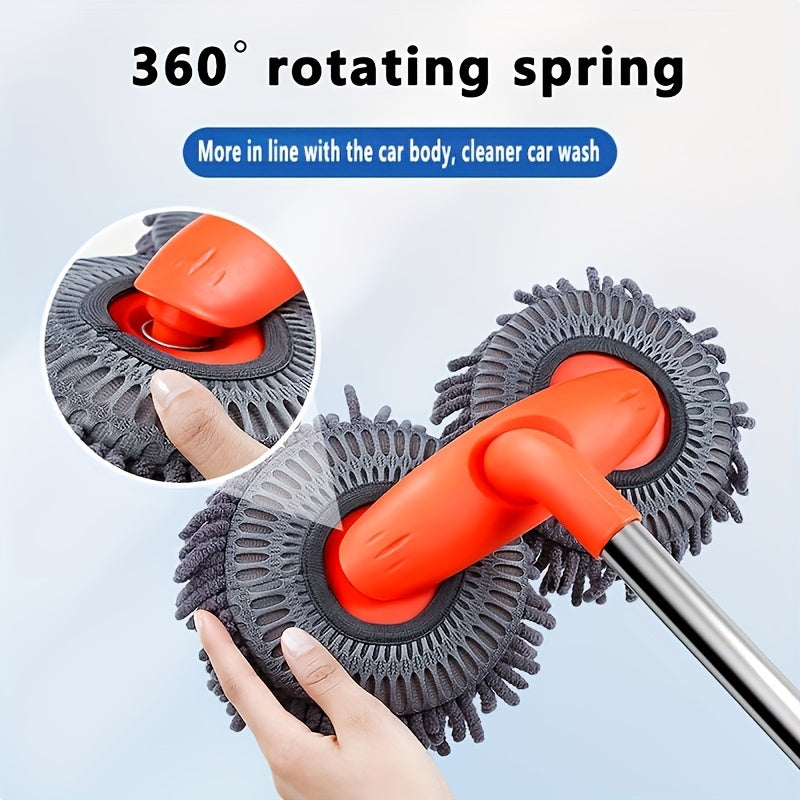 Ensemble balai et brosse de nettoyage pour voiture en microfibre réglable – Balai de lavage à manche télescopique pour voitures et camions, brosse en microfibre douce pour un nettoyage extérieur sans rayures, une brillance impeccable à chaque fois