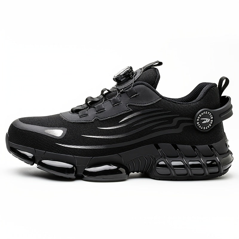 Chaussures de sécurité à embout en acier pour hommes, antidérapantes, respirantes, baskets à embout composite, bottes de travail de construction résistantes à l'abrasion, noir/gris foncé, US 6-11