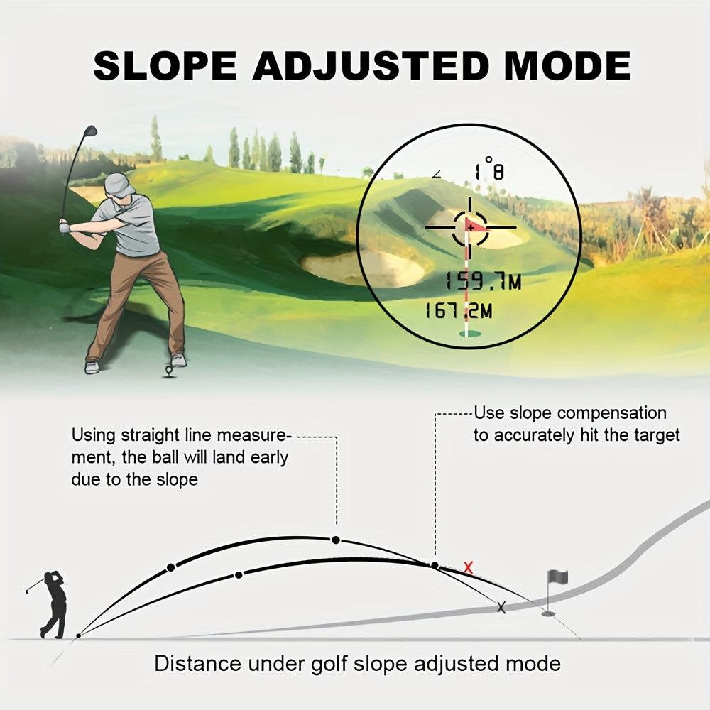 Télémètre laser monoculaire 1000 m pour le golf et les activités en plein air – Compensation de pente, verrouillage de mât, 7 modes de mesure, rechargeable par USB, design compact et léger pour la chasse et l'observation