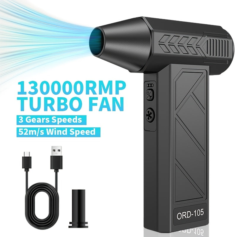 Souffleur d'air turbo portable 130 000 tr/min rechargeable – Ventilateur souffleur de poussière électrique haute puissance, réglage à 3 vitesses pour clavier d'ordinateur, voiture, camping et nettoyage de neige, cadeau d'anniversaire pour hommes