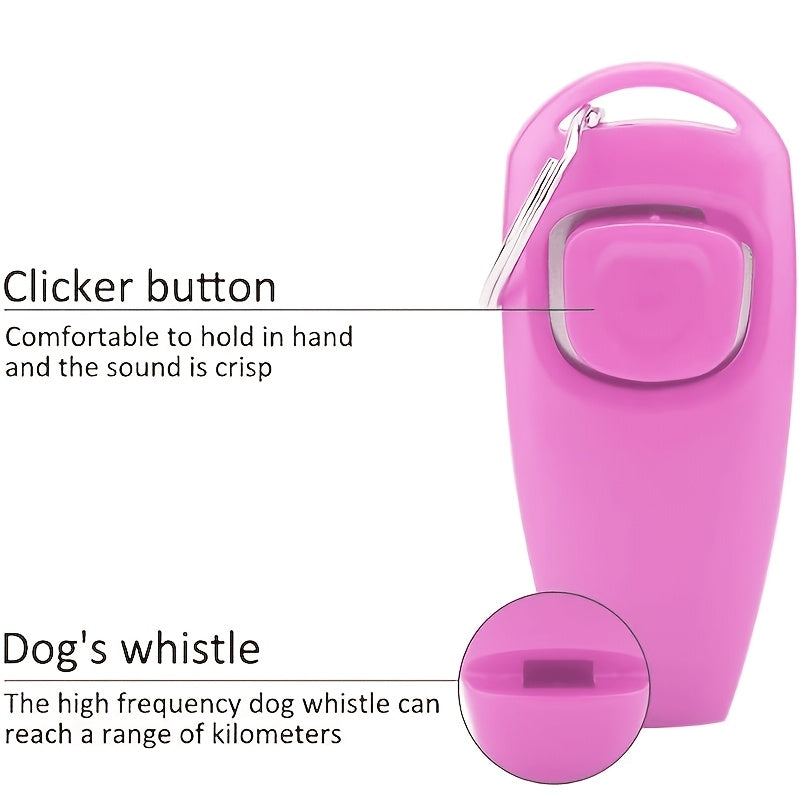 Lot de 2 clickers de dressage pour chien - Clicker professionnel pour le dressage des chiens, chiots et chats, outil de renforcement positif pour l'obéissance avec dragonne, rose et rouge