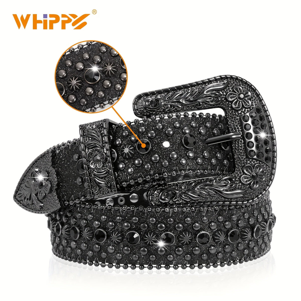 Ceinture strass unisexe style western – Ceinture ajustable scintillante en similicuir avec boucle en alliage pour hommes et femmes, tailles S-XL, cadeau pour fête, festival, Halloween, Noël