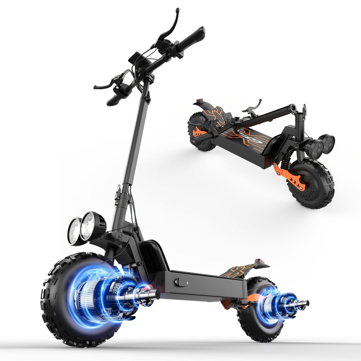 LOVEBike GT28 Dual Motor Foldable Electric Scooter for Adults β 54.6V 30Ah Battery, 55-Mile Range, Fat Tire Off-Road E-Scooter with Dual Headlights, 60 lbs