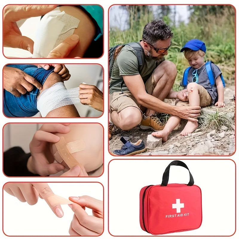 Trousse de premiers secours portable de 22 pièces pour voiture, voyage, camping et randonnée, kit médical d'urgence compact pour la maison, le bureau et les aventures en plein air, sac zippé léger