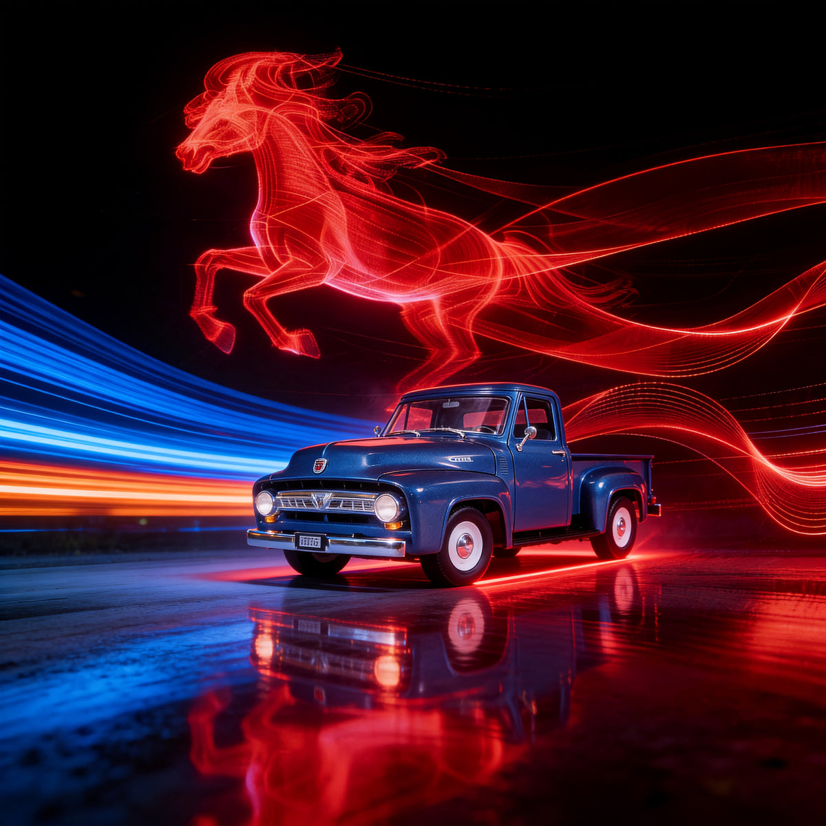 Modèle réduit de camionnette Ford F-100 1953 à l'échelle 1/18 en alliage de zinc - Intérieur détaillé, roues rotatives, présentoir en acrylique | Cadeau de collection de camion classique pour les passionnés de voitures, fête des pères, Noël, anniversaire