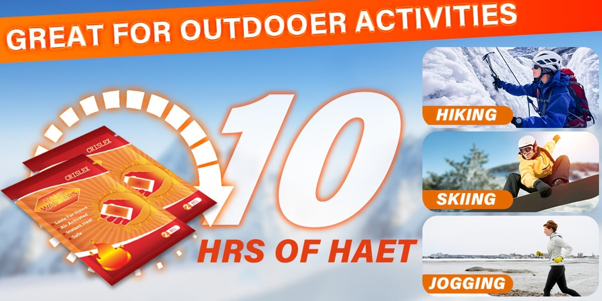 Chaufferettes pour mains et corps activées à l'air, jusqu'à 10 heures de chaleur, ultra fines, inodores, sûres, pour mains, corps et orteils – Lots en vrac de 10 à 280 unités pour le camping, la randonnée et les activités hivernales en plein air