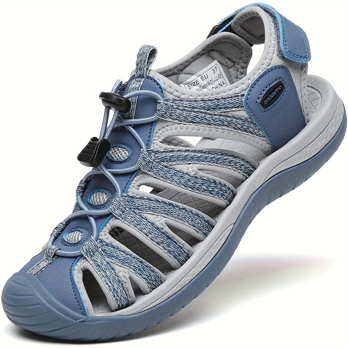 Sandales de randonnée fermées pour femmes, sandales aquatiques légères et antidérapantes avec lacets élastiques réglables et bride auto-agrippante, chaussures de sport respirantes pour la plage, le camping, la pêche, les voyages et la marche