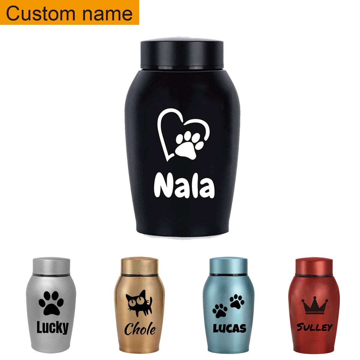 Urne funéraire personnalisée pour animaux – Urne de crémation en acier inoxydable pour chiens et chats avec couvercle à vis, souvenir commémoratif personnalisé pour animaux bien-aimés