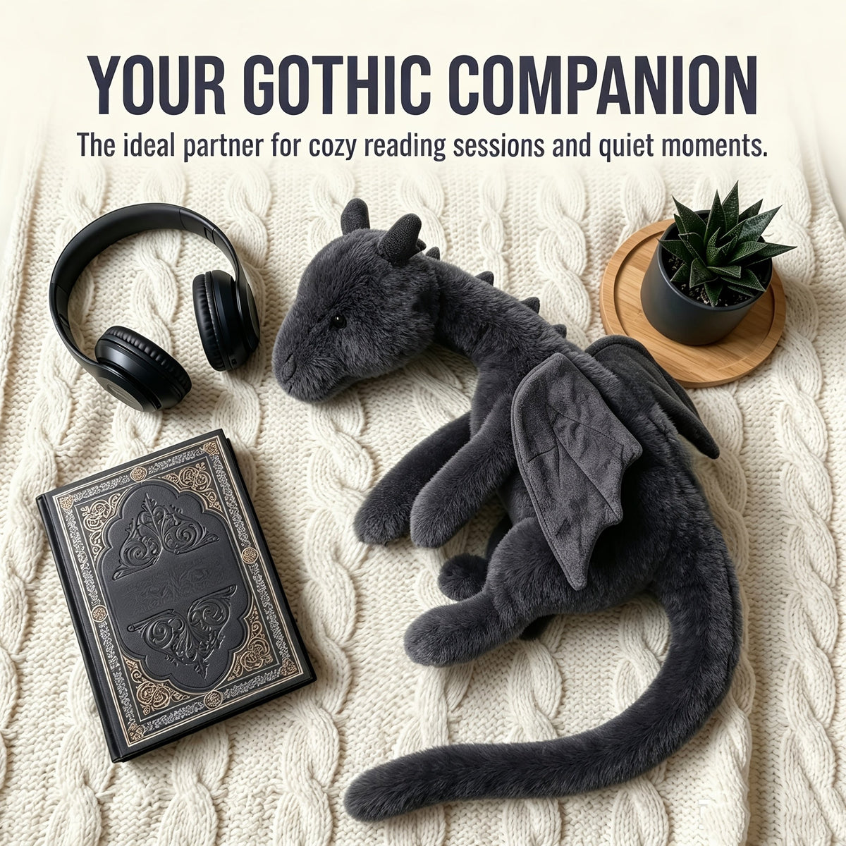Peluche dragon géant de 85 cm, poupée en peluche super douce et câline, jouet dragon idéal pour cadeau d'anniversaire ou de vacances pour enfants et adultes, noir et blanc