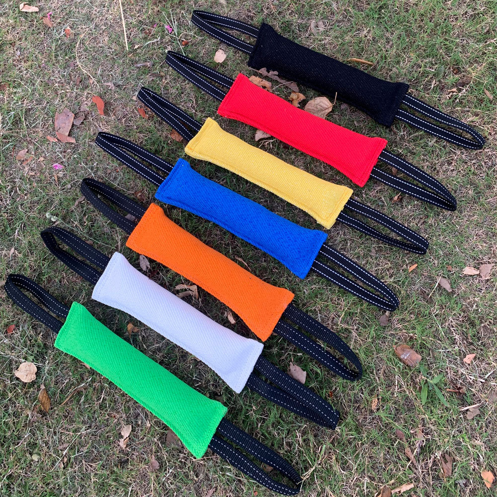 Corde de jeu pour chien avec 2 poignées souples – Oreiller de morsure durable pour petits et moyens chiens, jouet interactif robuste pour le dressage, l'agilité, le travail K9 et les moments de complicité