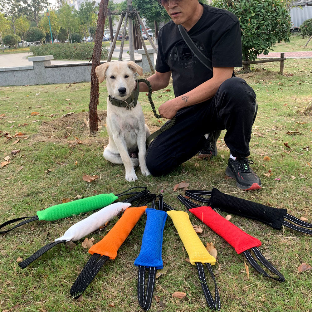 Corde de jeu pour chien avec 2 poignées souples – Oreiller de morsure durable pour petits et moyens chiens, jouet interactif robuste pour le dressage, l'agilité, le travail K9 et les moments de complicité