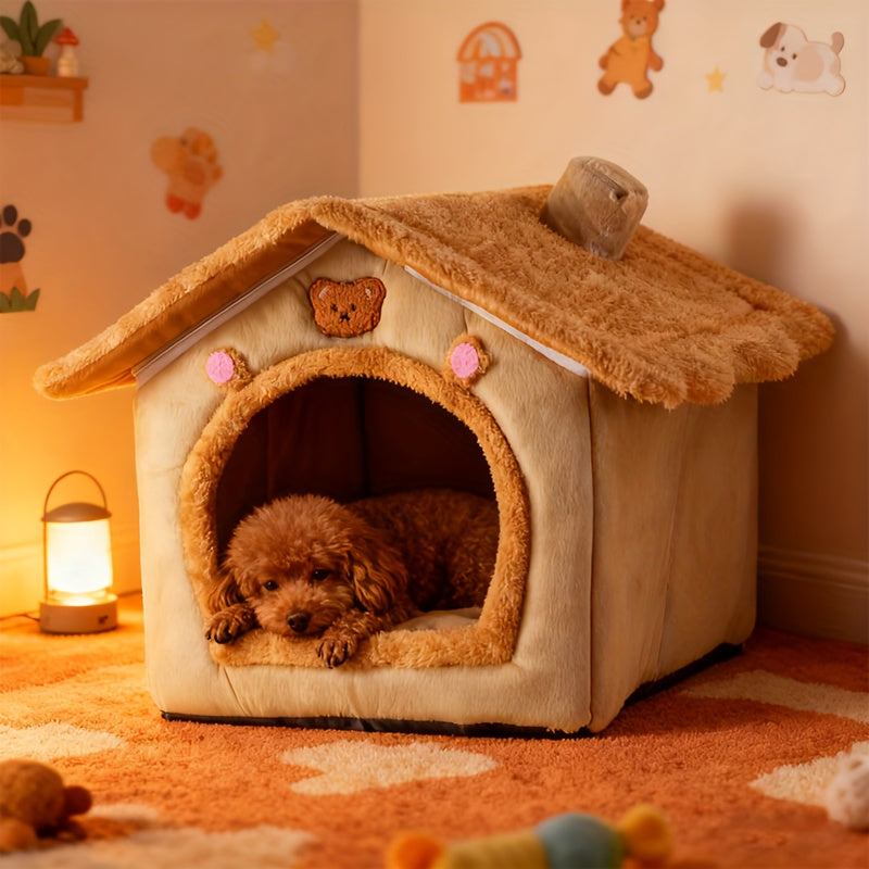 Niche douillette pour petits chiens - Lit panier en peluche épaisse et chaude pour l'hiver, idéal pour Teddy, Chihuahua, Spitz nain, Bichon, Schnauzer, Bouledogue, nid de sommeil confortable pour intérieur