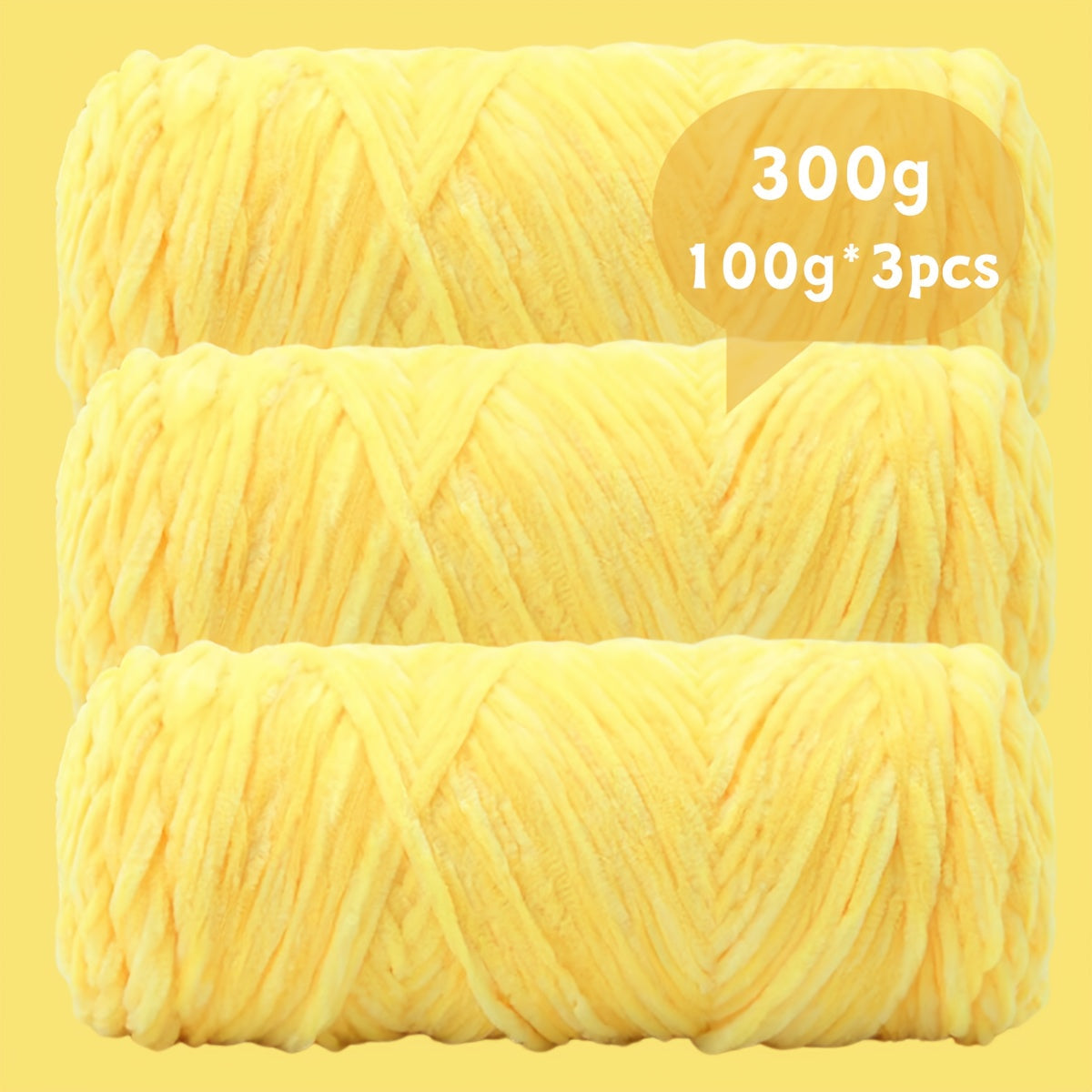 Fil chenille velours, lot de 3 pelotes de 300 g (3 x 100 g), laine douce et épaisse pour tricot et crochet, 47 couleurs, idéal pour débutants, artisanat de luxe pour pulls, écharpes, bonnets, poupées, sacs, amigurumi et projets DIY