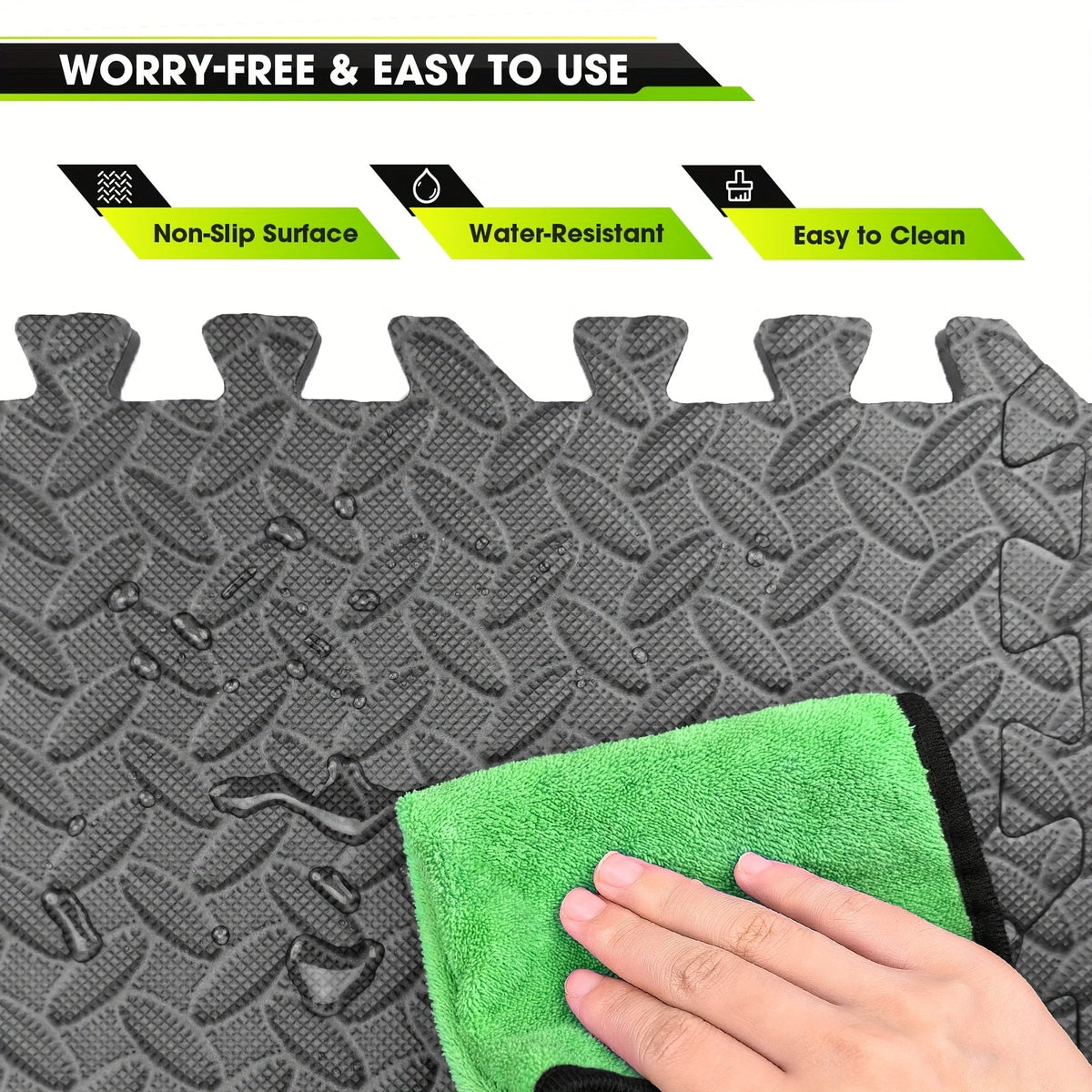 Dalles de sol emboîtables en mousse EVA, lot de 20 ou 60 – Tapis de puzzle épais, antidérapants, imperméables et résistants aux chocs pour salle de sport à domicile, yoga, musculation et exercices, noir