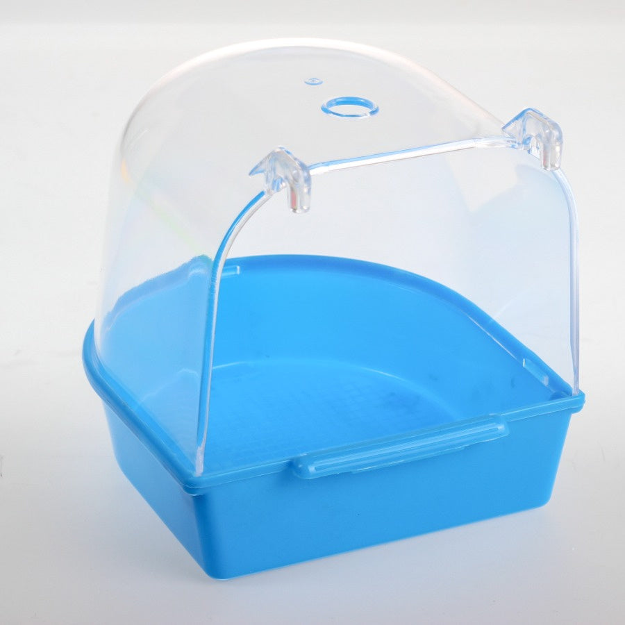 Baignoire transparente suspendue pour cage à oiseaux - Douche pour perruches, calopsittes et petits oiseaux, bol de bain amovible pour animaux, accessoire de cage et équipement de soin pour oiseaux
