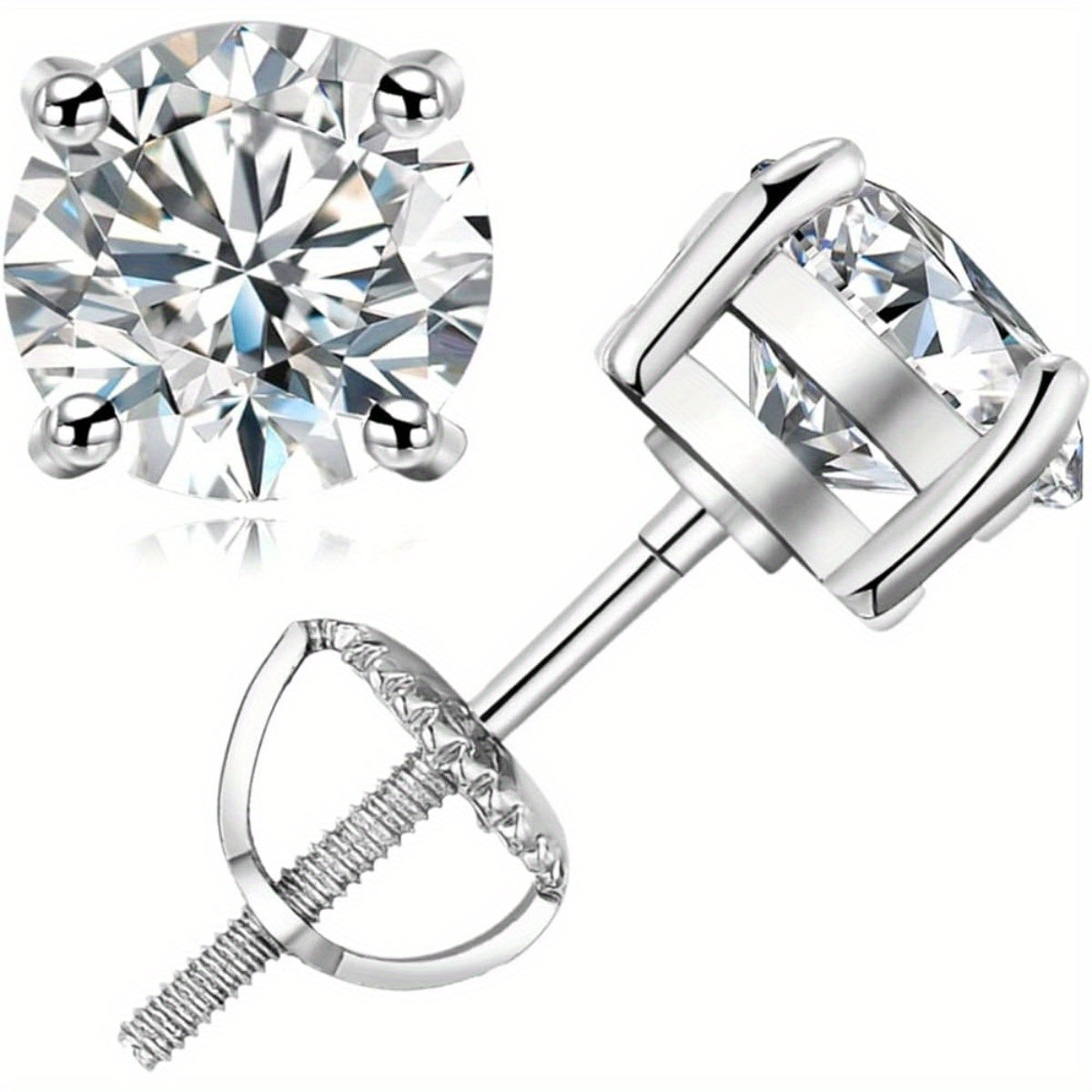 Boucles d'oreilles spirale en argent sterling 925 et moissanite pour femmes et hommes – Clous d'oreilles tourbillon en diamant de laboratoire brillant, bijoux mixtes élégants, formes ronde et cœur, 3 mm à 6 mm