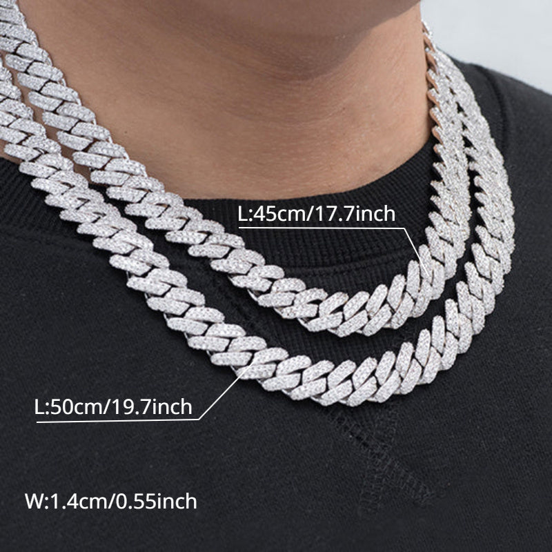 Collier chaîne maille cubaine pour homme style hip-hop avec incrustation de pierres synthétiques – Tons argent et or, 45 cm / 50 cm, coffret cadeau inclus, bijou audacieux pour toutes les occasions