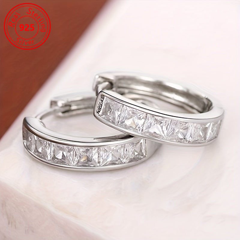 Boucles d'oreilles en argent sterling S925 et zircone pour femme - Clous d'oreilles minimalistes, hypoallergéniques et brillants, légers pour un usage quotidien, cadeau idéal pour anniversaire, Saint-Valentin, fête ou soirée.