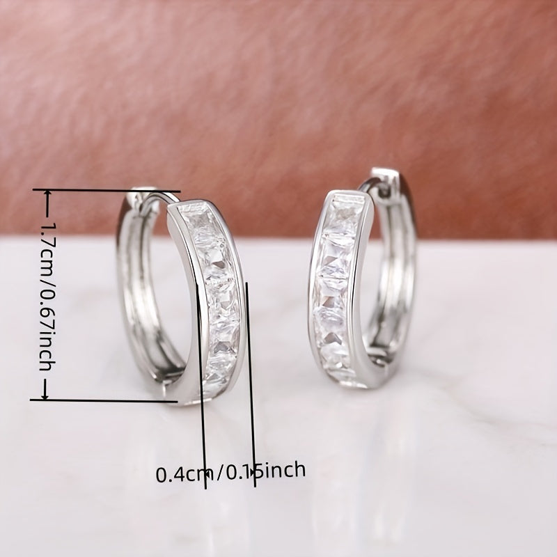Boucles d'oreilles en argent sterling S925 et zircone pour femme - Clous d'oreilles minimalistes, hypoallergéniques et brillants, légers pour un usage quotidien, cadeau idéal pour anniversaire, Saint-Valentin, fête ou soirée.