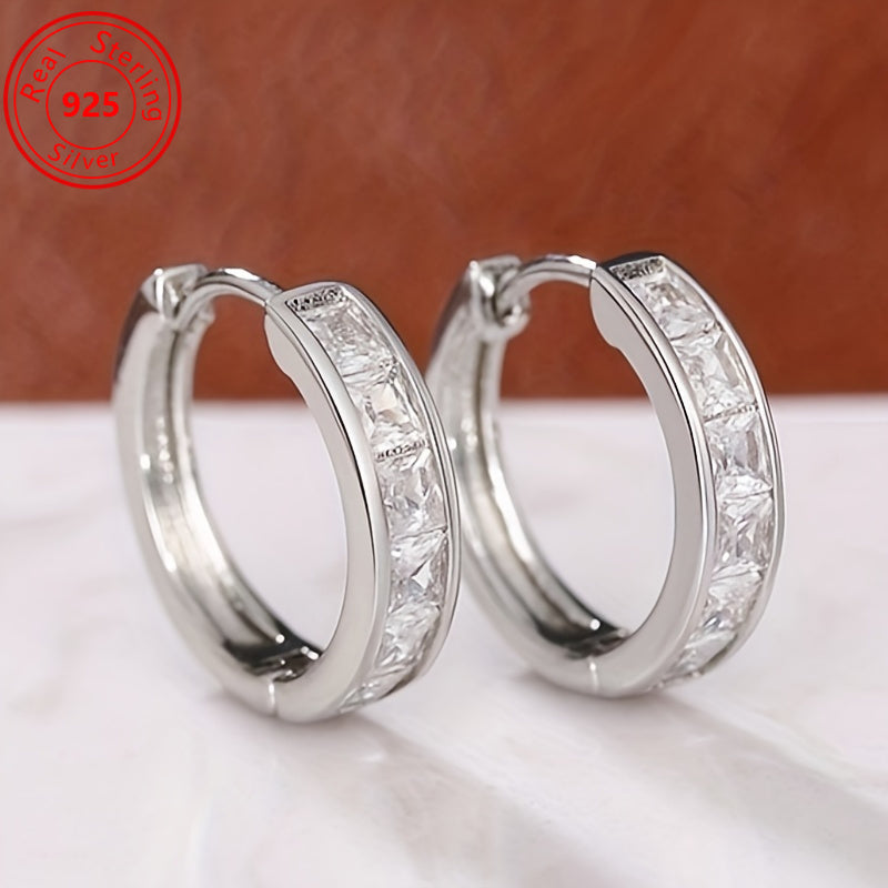 Boucles d'oreilles en argent sterling S925 et zircone pour femme - Clous d'oreilles minimalistes, hypoallergéniques et brillants, légers pour un usage quotidien, cadeau idéal pour anniversaire, Saint-Valentin, fête ou soirée.
