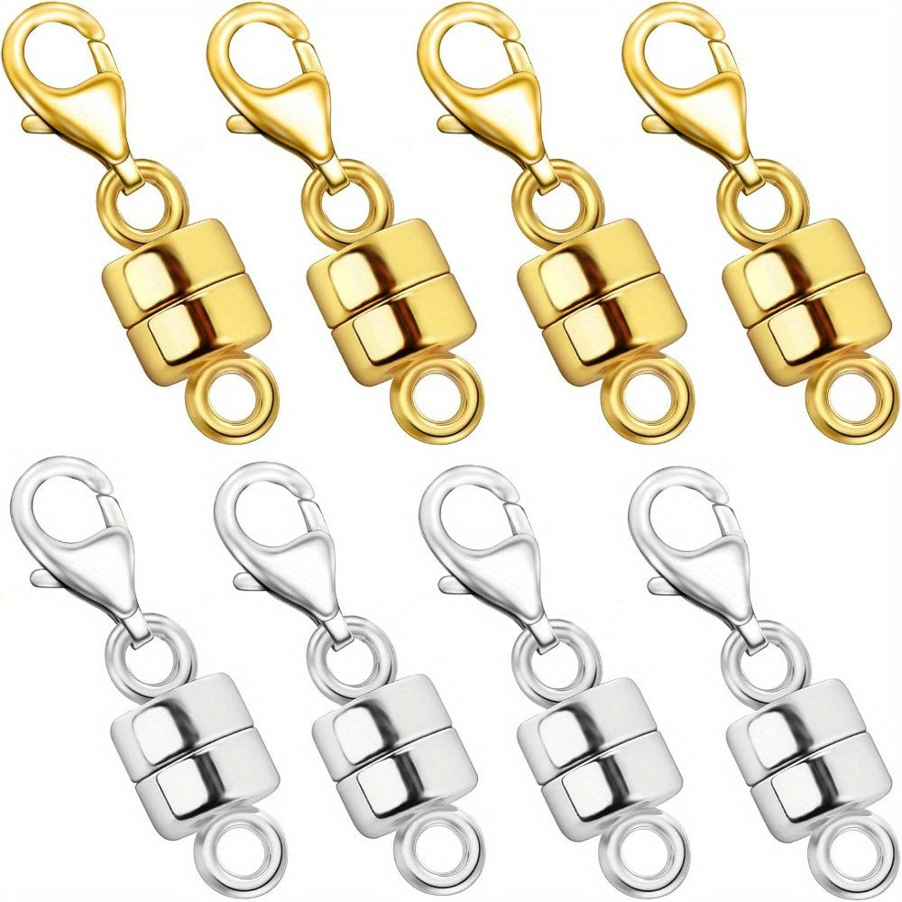 Lot de 18 fermoirs magnétiques pour colliers, or et argent – Convertisseur de fermoir magnétique pour bijoux avec fermoirs mousquetons pour bracelets, colliers et chaînes – Attache de bijoux facile, adaptée aux personnes arthritiques