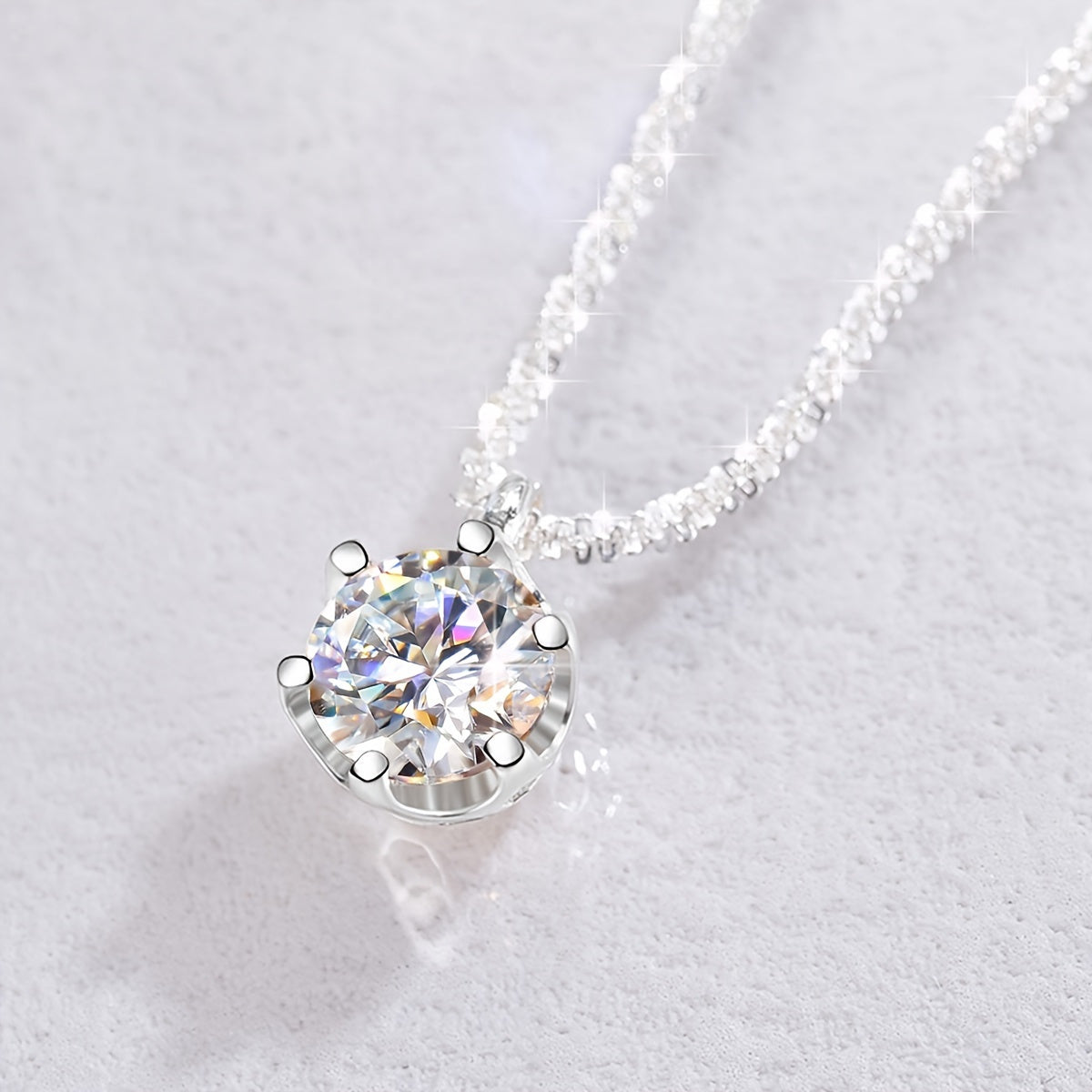 Collier pendentif éclatant en moissanite de 1 carat en argent sterling 925 – Alternative brillante au diamant, bijou de luxe élégant pour femme, cadeau idéal pour mariage, promesse, anniversaire de mariage et fête des Mères