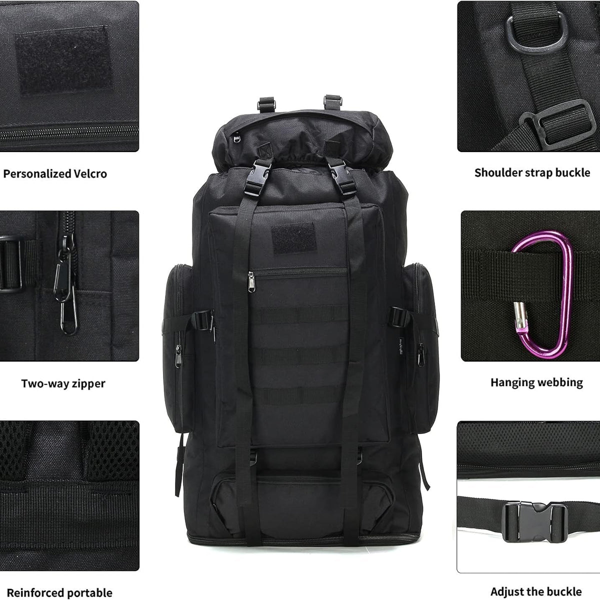 Sac à dos de randonnée grande capacité 26-42 L extensible - Sac pour camping, alpinisme, homme et femme, sac de jour léger pour les loisirs et l'aventure