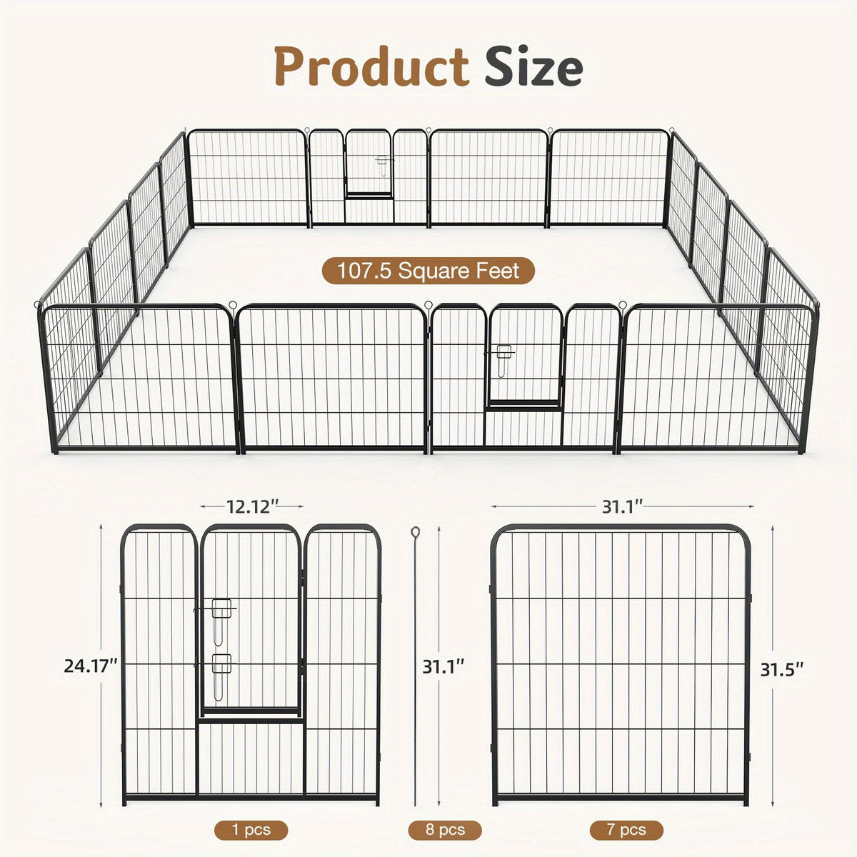 Parc portable pour chiens 8/16 panneaux, enclos d'exercice robuste pour animaux, pour grands, moyens et petits chiens, utilisation intérieure/extérieure, camping en VR, jardin, cour, parc pour chiots, lapins et autres animaux