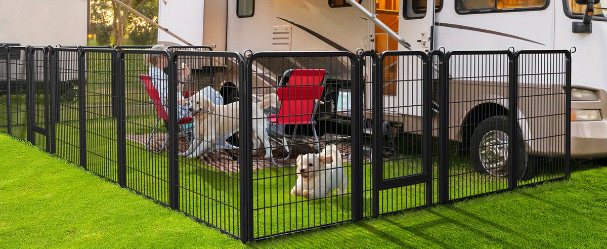 Parc portable pour chiens 8/16 panneaux, enclos d'exercice robuste pour animaux, pour grands, moyens et petits chiens, utilisation intérieure/extérieure, camping en VR, jardin, cour, parc pour chiots, lapins et autres animaux
