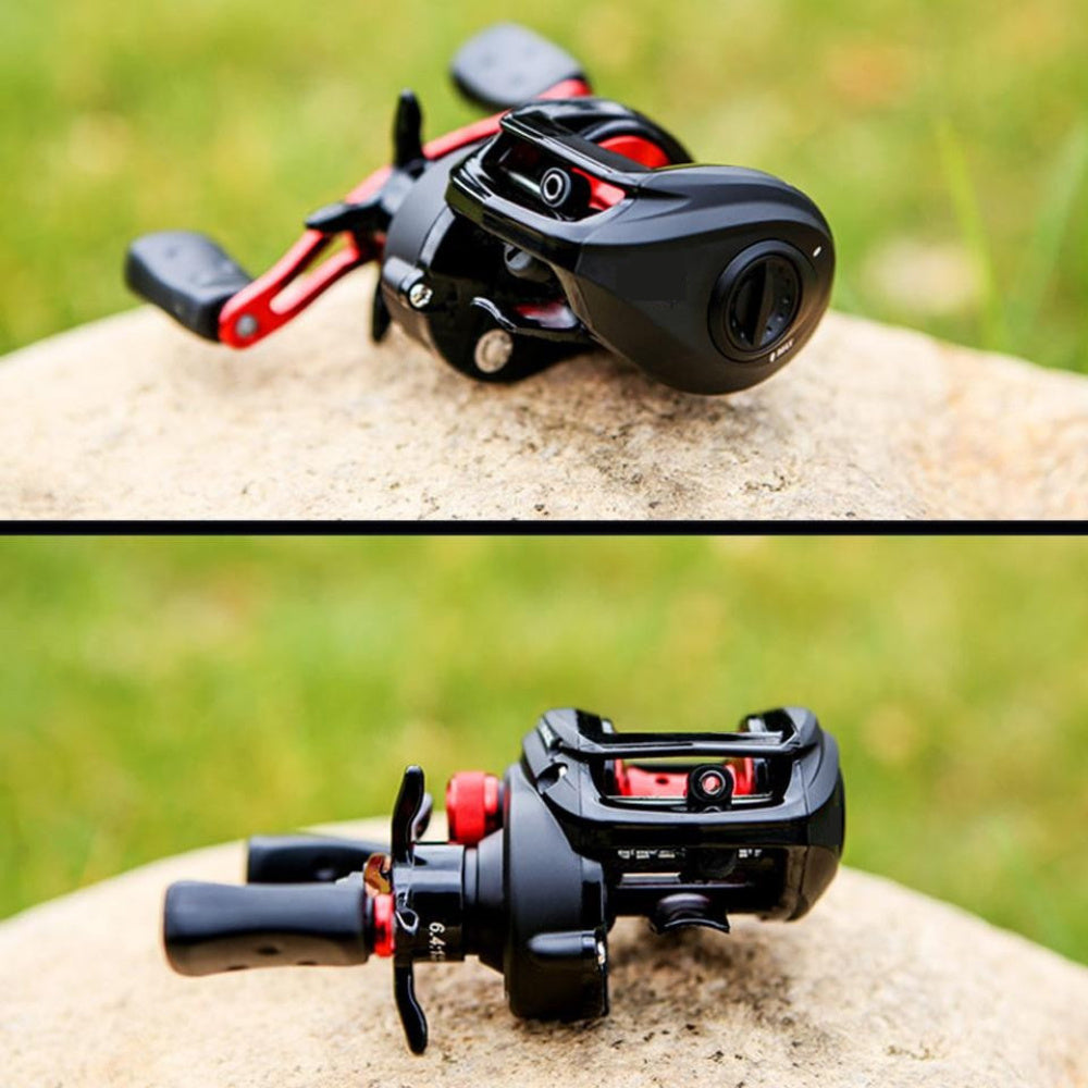 Moulinet Casting Classic Pro Speed Spool SLP – Moulinet profil bas, gaucher et droitier, système de frein fluide, noir et or ou noir et rouge, pêche au bar en eau douce