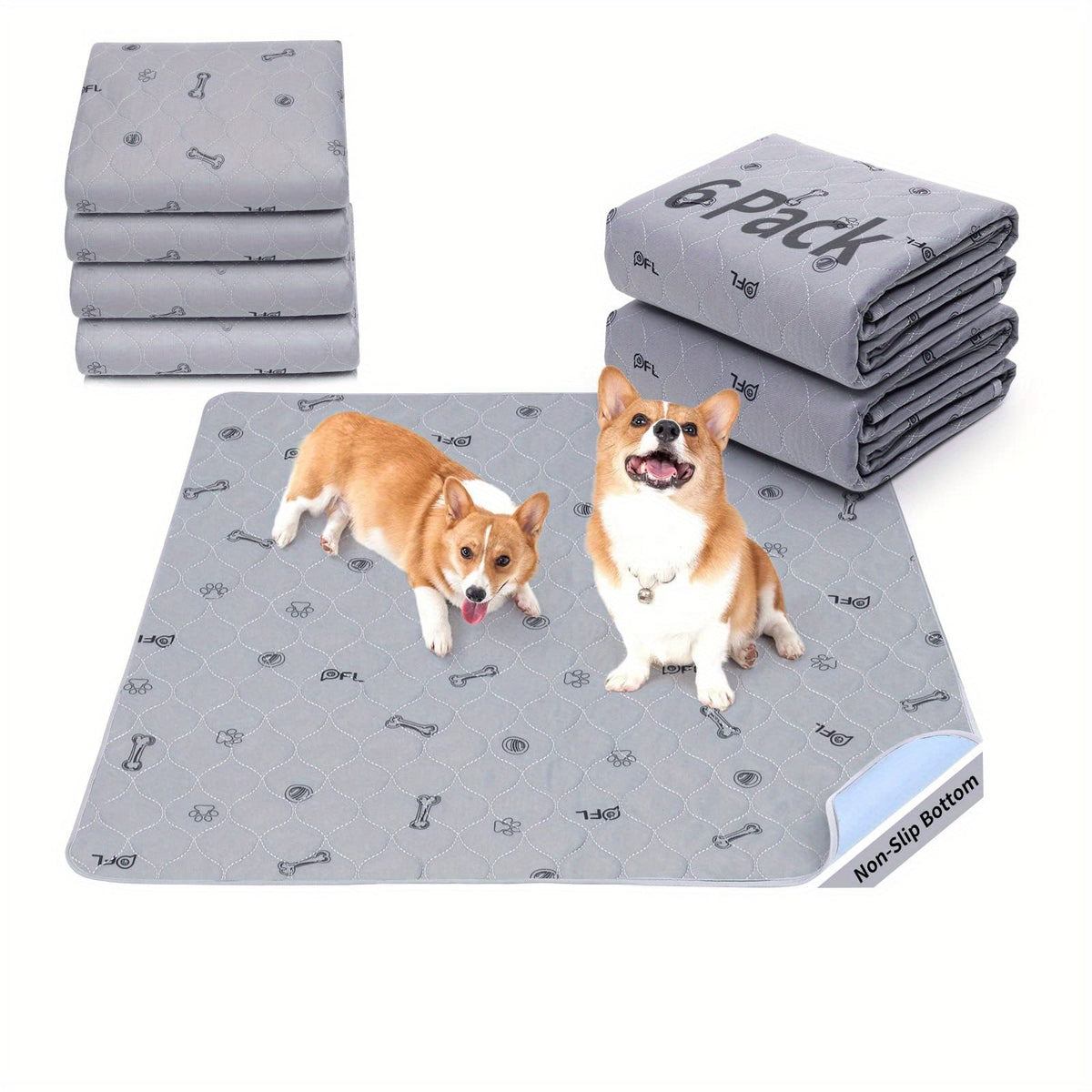 Alèses lavables et réutilisables pour chien avec motif os – Alèses d'entraînement pour chiot antidérapantes, imperméables et absorbantes, tapis de mise bas lavables en machine pour canapé, cage, parc et apprentissage de la propreté, plusieurs tailles