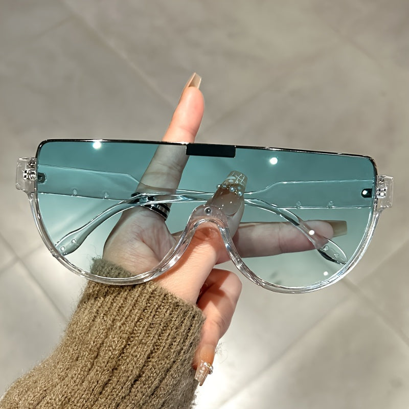 Lunettes de soleil semi-circulaires surdimensionnées unisexe – Protection UV anti-reflet, grande monture ovale, légères et durables pour la randonnée, la plage et les activités en extérieur, lunettes tendance pour hommes et femmes