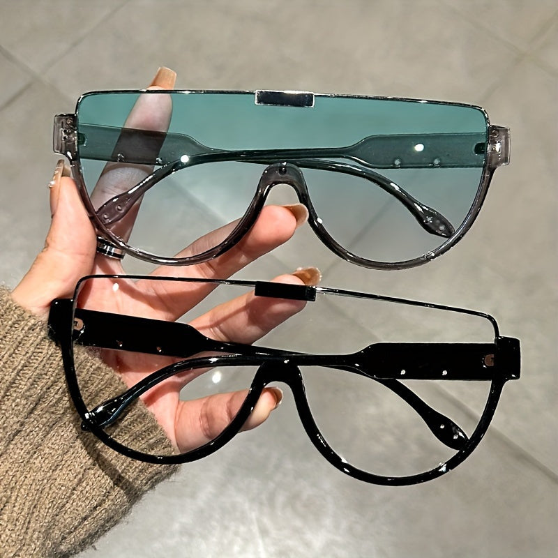 Lunettes de soleil semi-circulaires surdimensionnées unisexe – Protection UV anti-reflet, grande monture ovale, légères et durables pour la randonnée, la plage et les activités en extérieur, lunettes tendance pour hommes et femmes