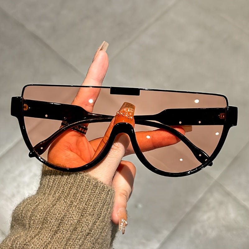 Lunettes de soleil semi-circulaires surdimensionnées pour hommes et femmes – Protection UV, verres anti-reflets, 5 couleurs – Lunettes unisexes tendance pour les voyages, la plage et le quotidien
