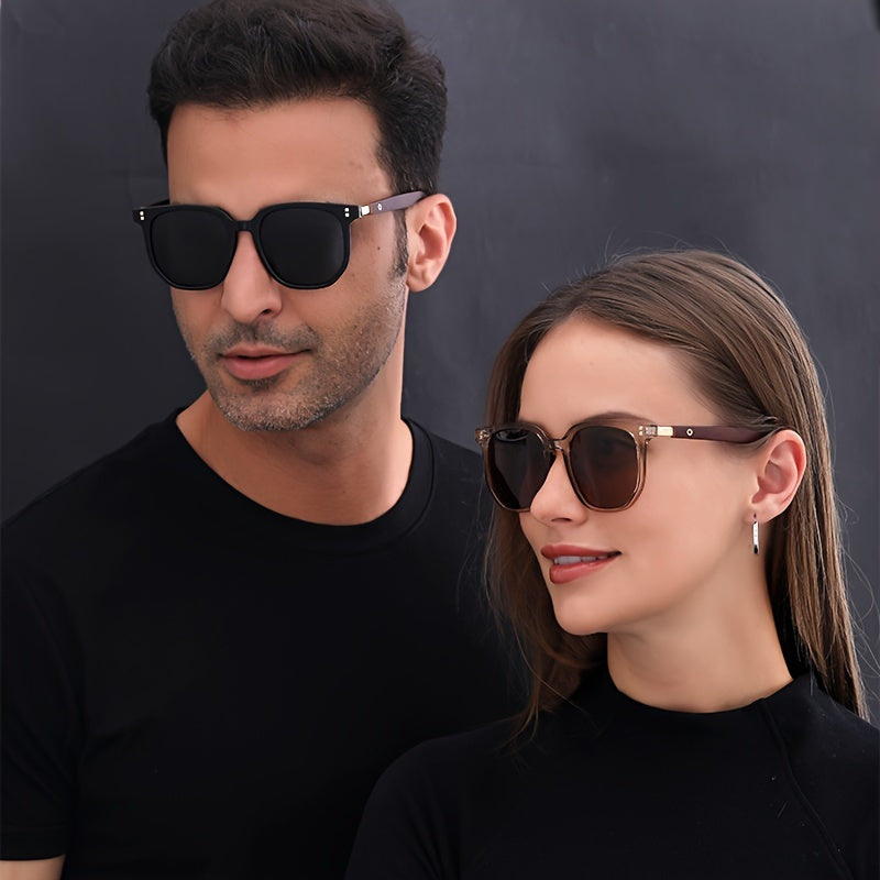 Lunettes de soleil unisexes vintage avec détails à clous, verres polarisés TR UV400 - Lunettes rétro style urbain pour hommes et femmes, idéales pour la conduite, les voyages et le quotidien, monture TR légère