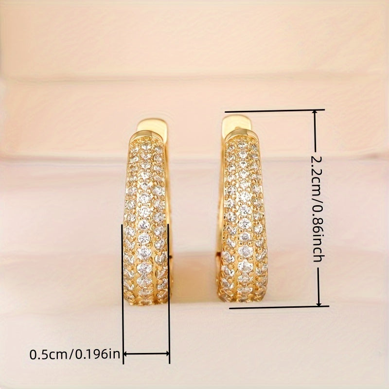 Boucles d'oreilles puces en argent sterling S925 plaqué or et zircone synthétique – Style rétro chic, éclat éblouissant, bijoux de luxe élégants pour le quotidien et les soirées, cadeau idéal pour femme