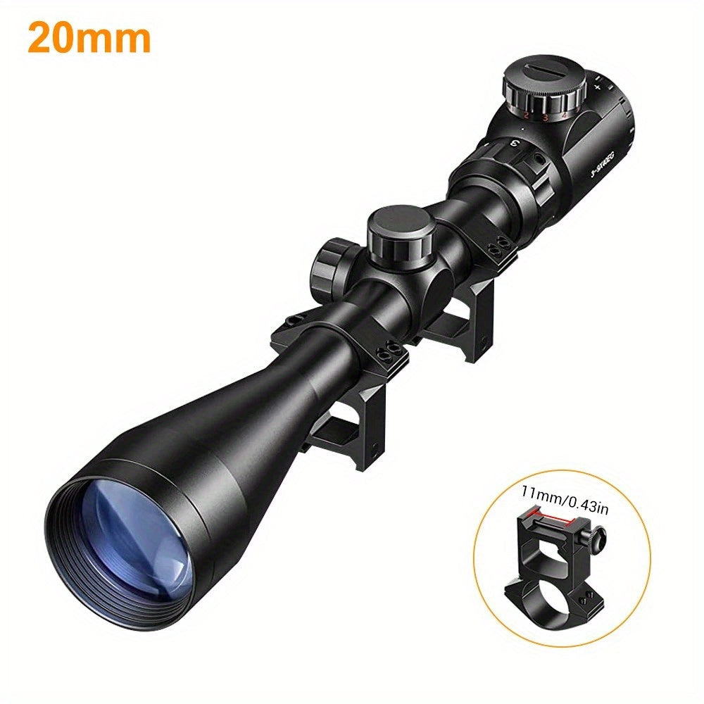 Lunette de visée 3-9x40 avec réticule illuminé rouge et vert – Lunette tactique en alliage d'aluminium renforcé avec système de montage à 4 trous pour la chasse, le tir et les activités en plein air