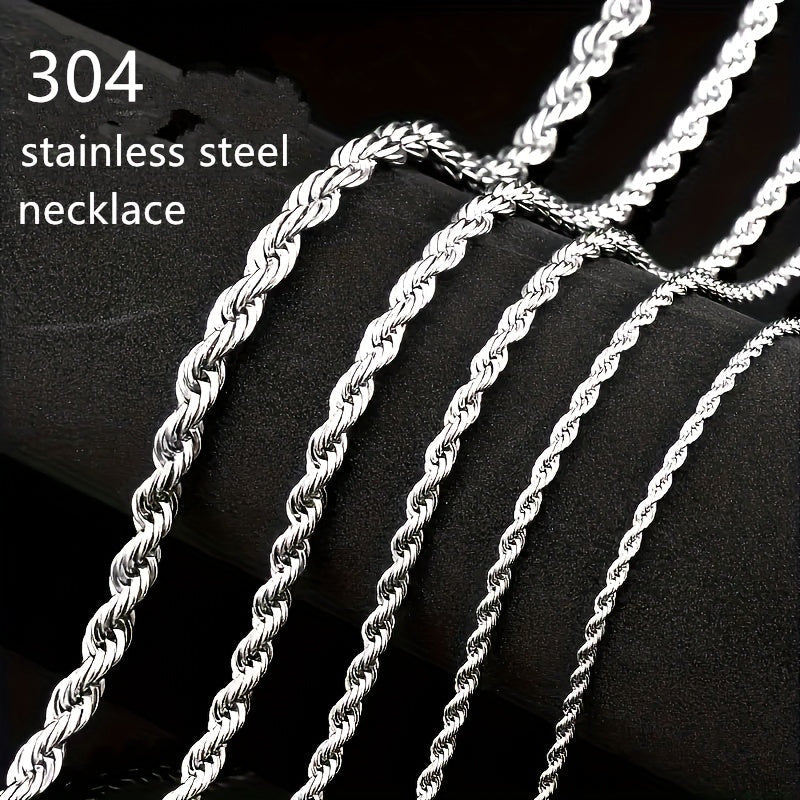 Collier chaîne torsadée en acier inoxydable 304 pour hommes et femmes – Ras-du-cou punk hypoallergénique sans nickel, 3 mm 5 mm, 20 22 24 pouces, unisexe pour usage quotidien