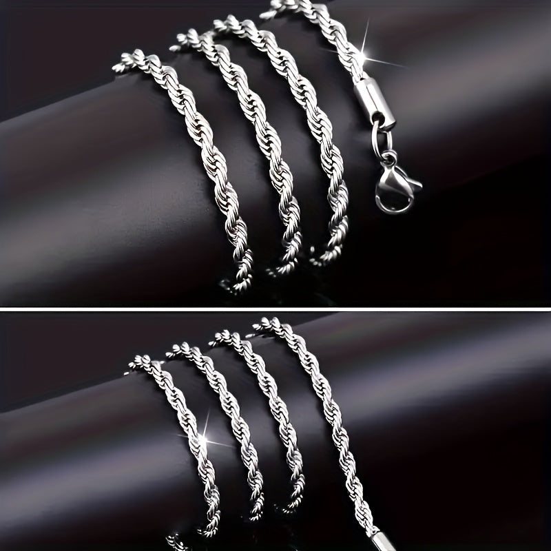 Collier chaîne torsadée en acier inoxydable 304 pour hommes et femmes – Ras-du-cou punk hypoallergénique sans nickel, 3 mm 5 mm, 20 22 24 pouces, unisexe pour usage quotidien