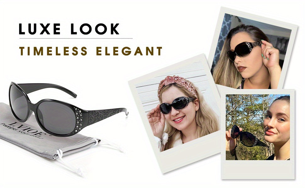 Lunettes de soleil polarisées enveloppantes pour femmes avec détails en strass, protection UV, verres dégradés, monture écran oversize, 4 couleurs