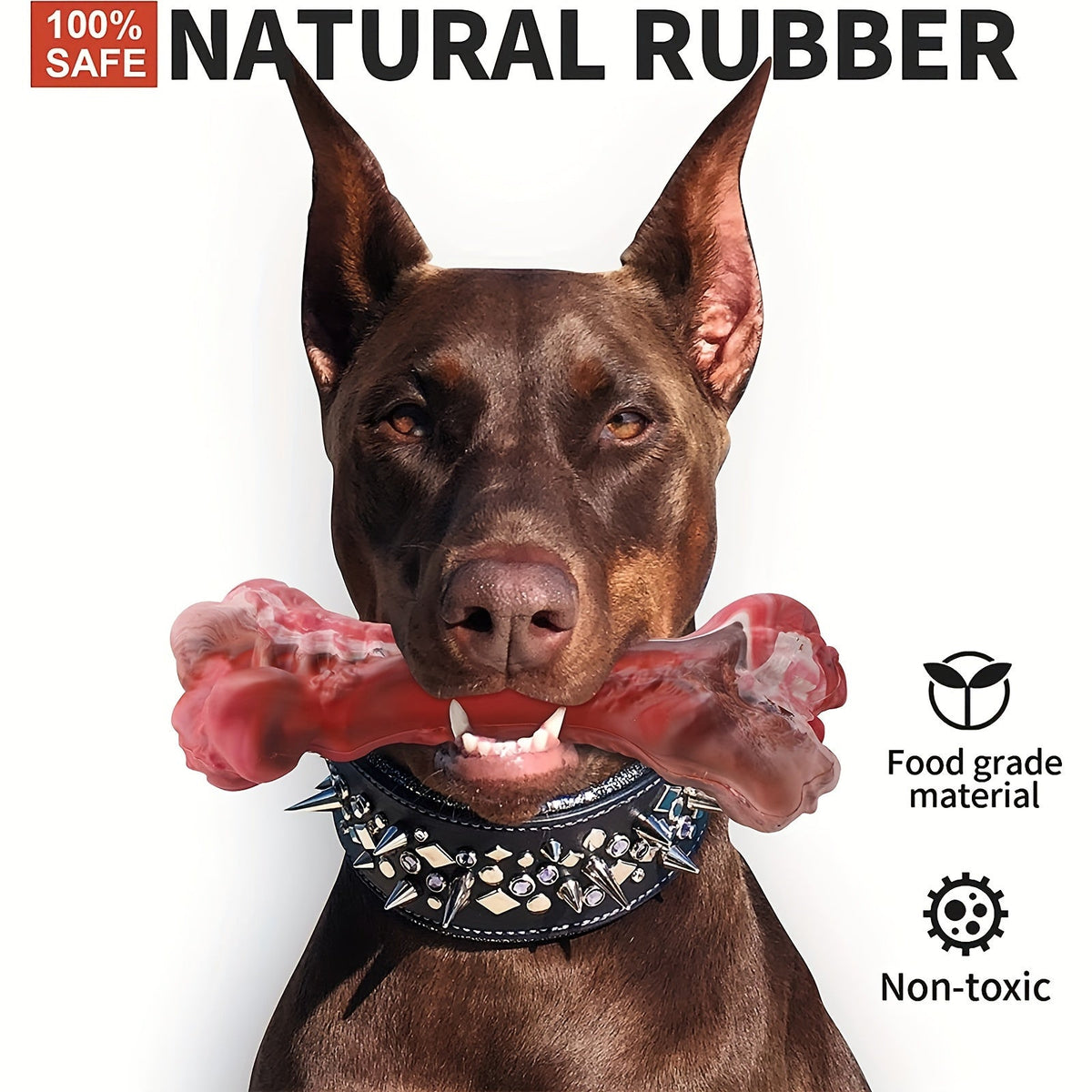 Jouet à mâcher indestructible pour chiens destructeurs, os en caoutchouc naturel durable pour le nettoyage des dents et le jeu interactif, os non toxique pour chiens de petites, moyennes et grandes races – Taille L 15 cm