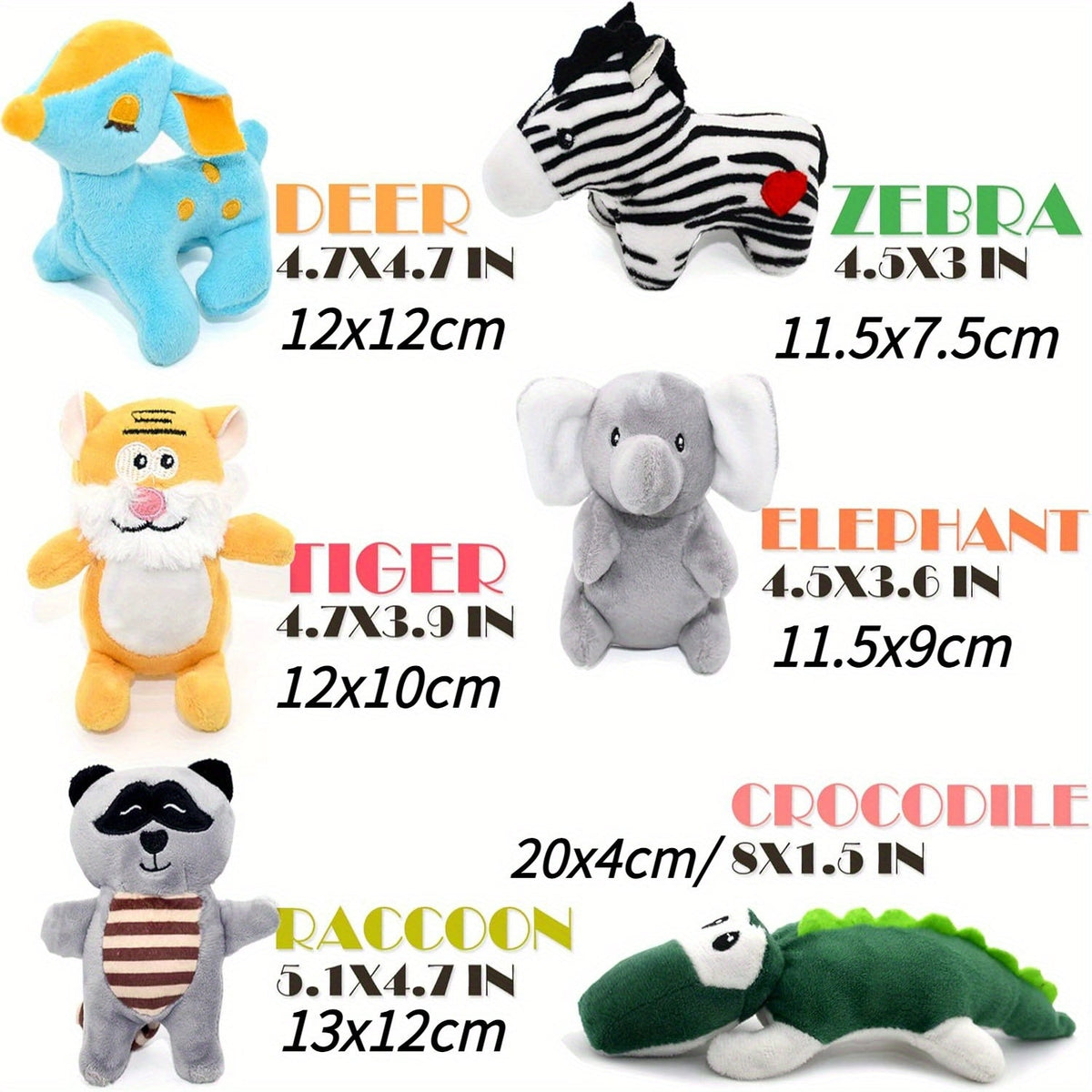 Lot de 12 jouets en peluche couineurs pour chiens – Jouets pour chiots, petits et moyens chiens – Jouets de dentition doux avec coffret cadeau : renard, tigre, lapin, panda et plus