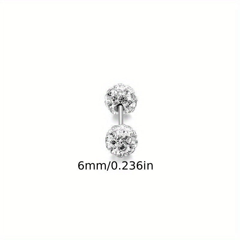 Lot de 4 boucles d'oreilles en argent sterling 925 – Clous d'oreilles bohèmes sphériques avec incrustation de zirconium, bijoux fantaisie de luxe délicats pour femmes, ensemble de boucles d'oreilles en argent hypoallergénique