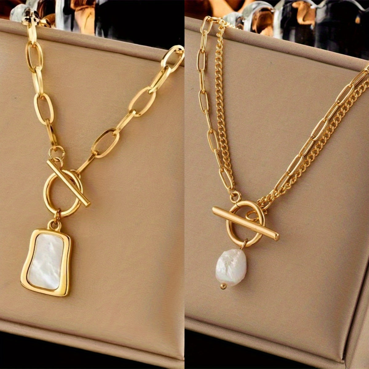 Lot de 2 colliers à chaîne épaisse en acier inoxydable 316L avec pendentif ovale – Bijou unisexe hypoallergénique et résistant au ternissement, idéal pour le quotidien et les fêtes, cadeau tendance pour amis et famille