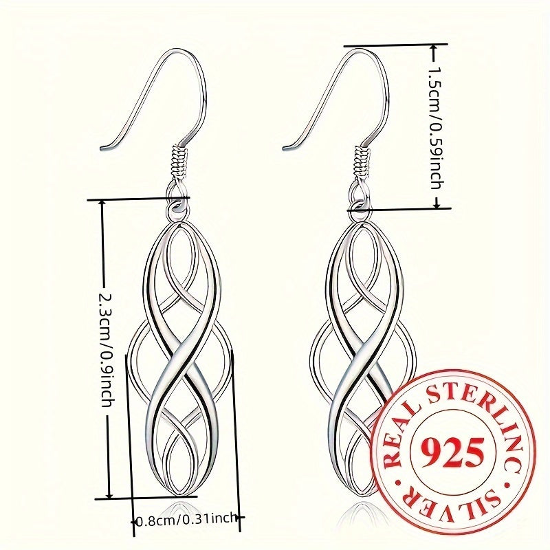 Lot de 3 paires de boucles d'oreilles pendantes en argent sterling 925 avec nœud celtique pour femme – Parure de boucles d'oreilles pendantes creuses hypoallergéniques, cadeau de bijoux élégants pour le quotidien et les tenues décontractées