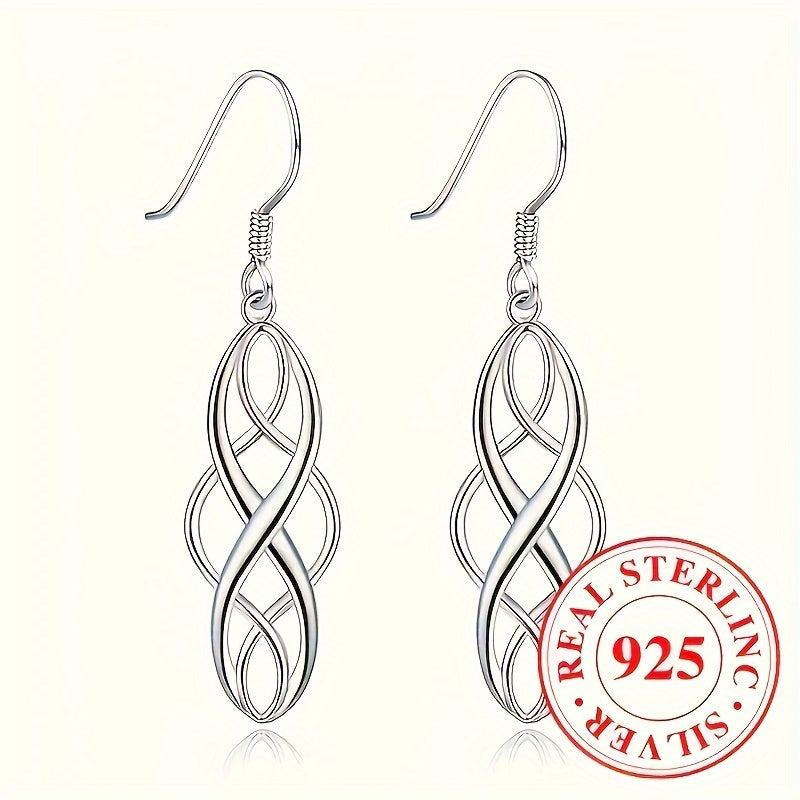 Lot de 3 paires de boucles d'oreilles pendantes en argent sterling 925 avec nœud celtique pour femme – Parure de boucles d'oreilles pendantes creuses hypoallergéniques, cadeau de bijoux élégants pour le quotidien et les tenues décontractées