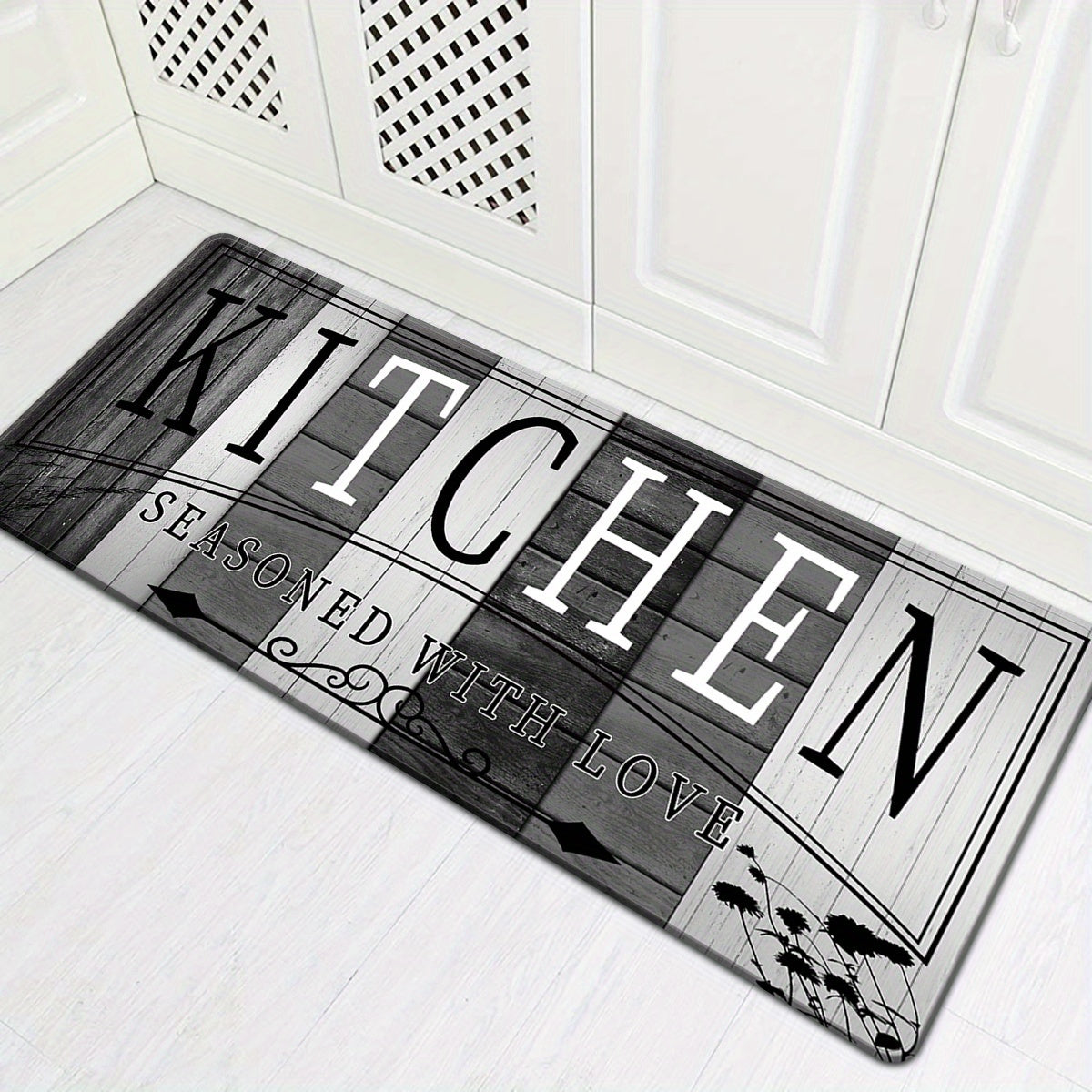 Tapis de cuisine absorbant antidérapant | Tapis de sol anti-fatigue à imprimé premium | Tapis de porte lavable pour cuisine, salle de bain, buanderie, chambre et couloir | Aspect bois et uni | Tailles multiples de 50x80 cm à 60x180 cm