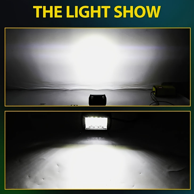 Kit de barres lumineuses LED tout-terrain – 2 barres LED de 10 pouces + 4 projecteurs de 4 pouces pour Jeep, camion, SUV, conduite tout-terrain 4x4, phares de travail étanches blanc brillant, installation facile (batterie non incluse)